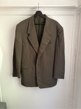 Canali Olive Green Single-Breasted Sport Coat Blazer